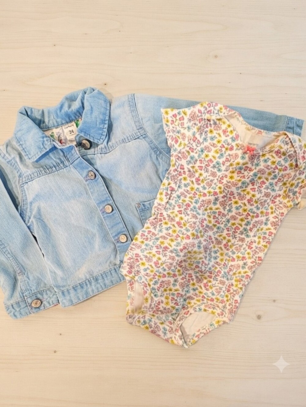Carter's 24M Floral Baby Onesie & Light Denim Jacket Set
